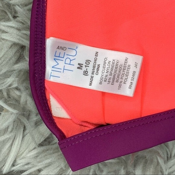 Time & Tru purple floral embroidered bikini top women's size medium - Picture 3 of 3